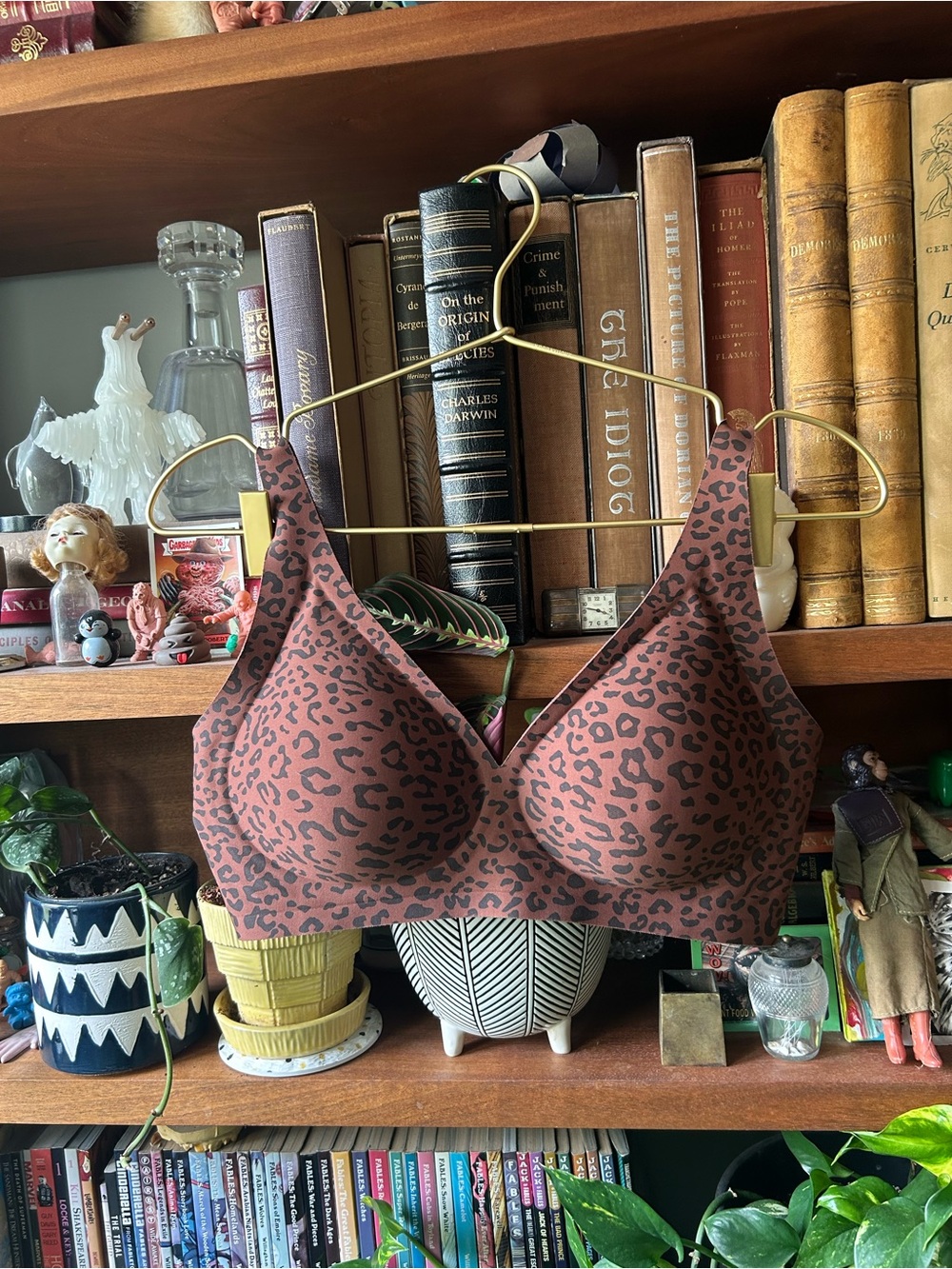 SheCurve Seamless Leopard Wireless T-Shirt Bra - Brown & Black - Size Medium